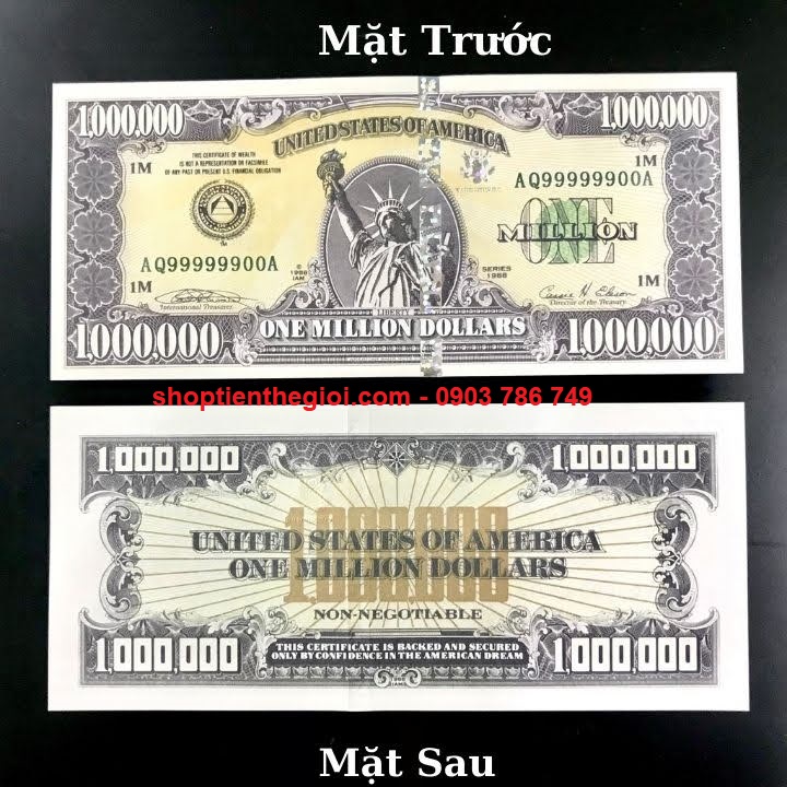 Tiền Lưu Niệm 1 Triệu USD Hình Nữ Thần Tự Do Dạ Quang - SP006026